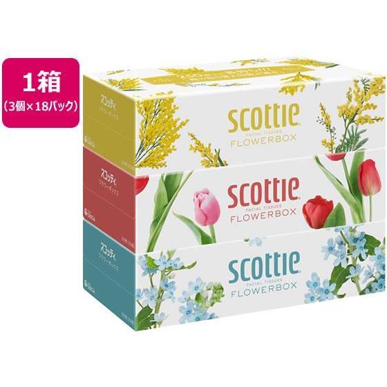 クレシア スコッティ ティシュー フラワーボックス 250組 3個×18パック[代引不可]