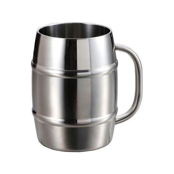 キャプテンスタッグ ダブルステンレス樽型ビアジョッキ600[代引不可]