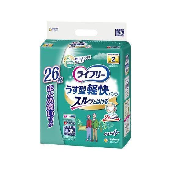 ユニ・チャーム ライフリー うす型軽快パンツ スルッとはける 2回 LL 26枚[代引不可]
