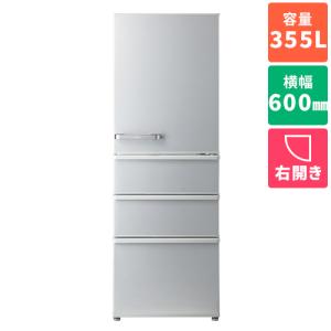 冷蔵庫 二人暮らし 355L 4ドア 右開き アクア AQR-36N-S ブライトンシルバー