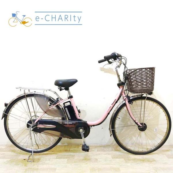 電動自転車 中古 ママチャリ パナソニック ビビ DX ピンク 26インチ KC036 電動アシスト...
