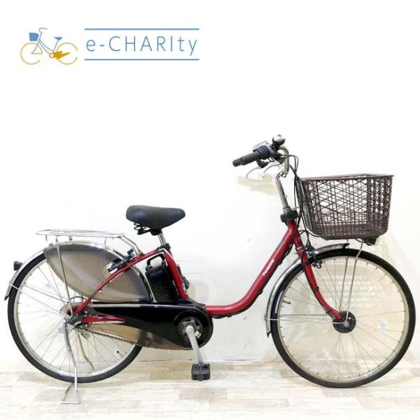 電動自転車 中古 ママチャリ パナソニック ビビDX レッド 24インチ KI101 電動アシスト自...