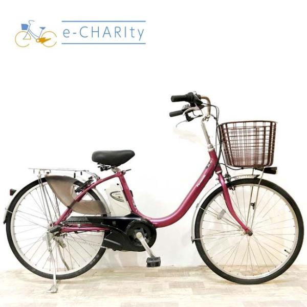 電動自転車 中古 ママチャリ パナソニック ビビ ライトU ピンク 24インチ KJ025 電動アシ...