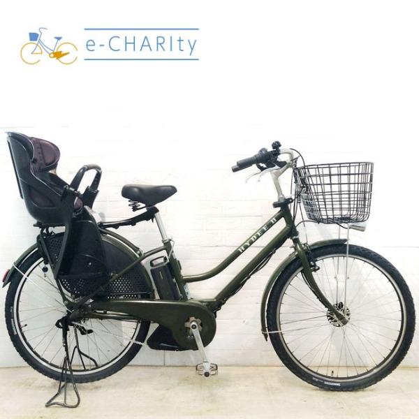 電動自転車 中古 子供乗せ ブリヂストン HYDEE 2 ハイディ ツー カーキ 26インチ YE0...
