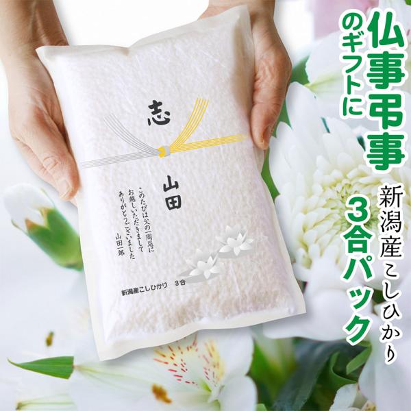 米 法事 志 ギフト 新潟産 コシヒカリ3合 真空パック 志 一周忌 回忌