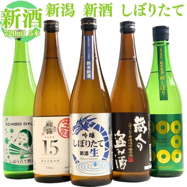 新酒しぼりたて 日本酒 飲み比べ セット 720ml 5本 白龍 たかの井 柏露 越乃八豊 お福正宗