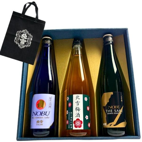 佐渡 北雪酒造 日本酒 純米大吟醸 2本 梅酒 1本＆トートバック ギフトセット 500ml 3本 ...