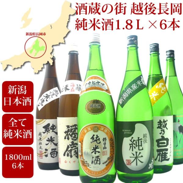 日本酒 飲み比べ セット 越後長岡 純米酒 1800ml 6本