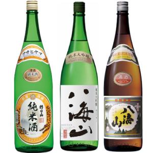 朝日山 純米酒 1.8Lと八海山 純米大吟醸 1.8L と 八海山 普通酒 1.8L 日本酒 3本 ...