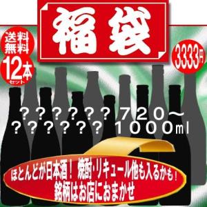 福袋 3333 ほとんどが日本酒 720〜1000ml×合計12本 焼酎・リキュール他も入るかも 銘柄はお店におまかせ 決算一掃セール 全国＆離島「送料無料」沖縄は別途送料