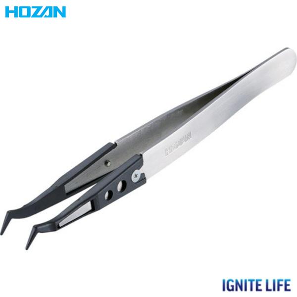 ホーザン HOZAN ESDチップピンセット 先端幅1.0mm(R型) 全長125mm P-642-...