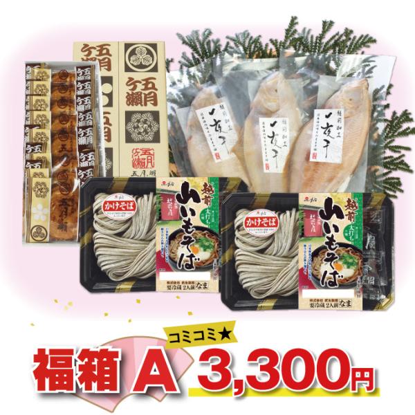 新春「福箱Aセット」送込 福井名物 越前そば カレイ 一夜干し 五月ヶ瀬