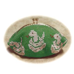 [TA001]ビーズ編み【がま口】丸サイフ/白蛇 2025年干支[RPT]