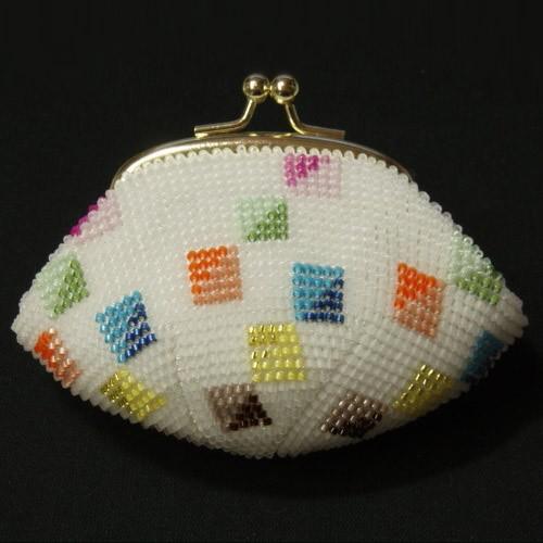 [TA001]ビーズ編みキット がま口角財布　スクエアドリーム(白)[RPT]