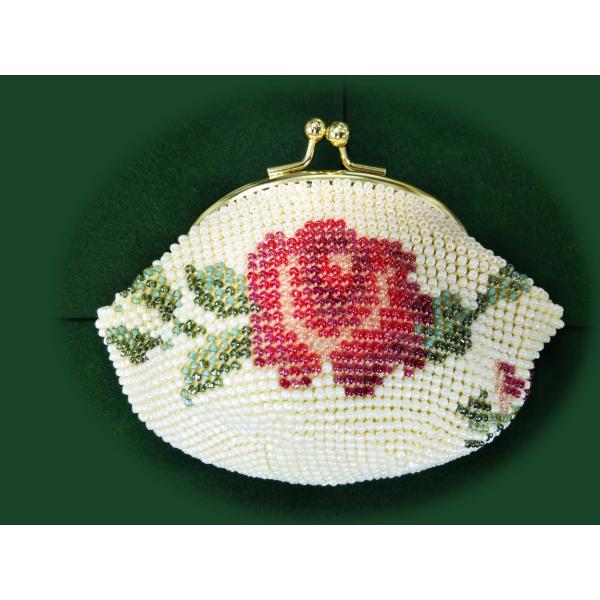 [TA001]【メール便不可】ビーズ編みキット 【がま口】丸サイフ 赤いバラ【全2種】[RPT]