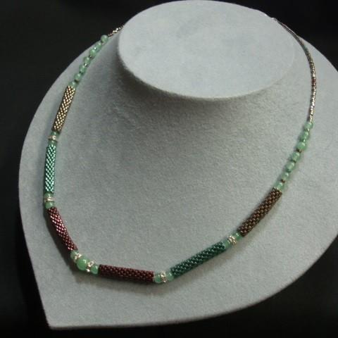 [TA001]〜アクセサリーキット〜 デリカビーズ×天然石 レンガ積みネックレス[RPT]