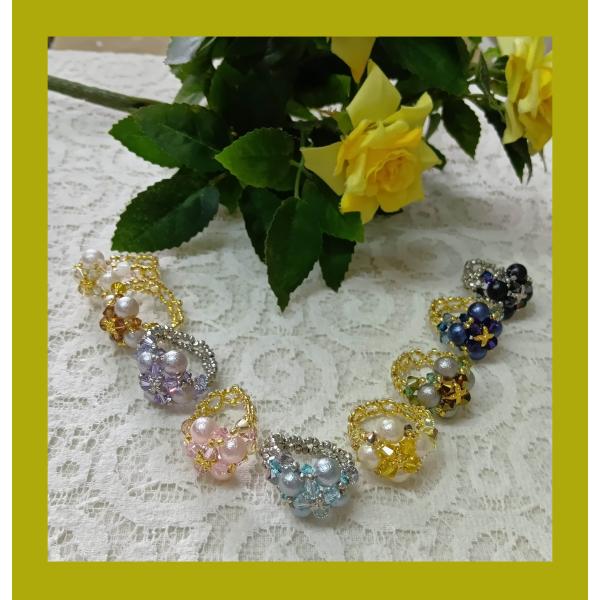 [TA001]〜アクセサリーキット〜　20％OFF！！　エアパールで作るクロスパーツリング（全9色）...