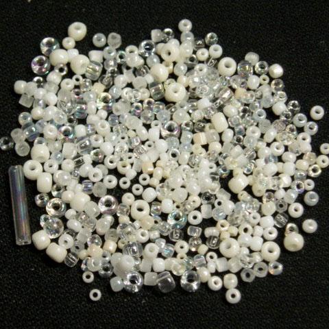 [CJ001]シードビーズミックス ホワイト＆クリーム(No.001)