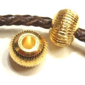 [CH015]メタルビーズ　No.232 ゴールド　約10×7mm　3mm穴 2ケ[RPT]