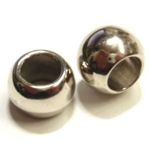 [CH016]メタルビーズ　No.233 シルバー　約10×6.5mm　6mm穴 2ケ[RPT]