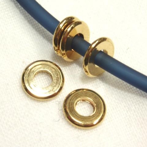 [CH015]メタルビーズ　丸ペタ(大)　ゴールド　約9×1.2mm　4mm穴 6ケ[RPT]