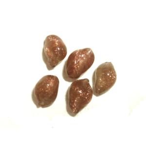 [CA002]ヴェネチアンビーズ（BL100） エスカルゴ ラメ茶 約8×6mm 5ヶ[RPT]