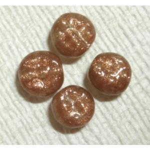 [CA002]ヴェネチアンビーズ（BL101） ペトル ラメ茶 約7mm 5ヶ[RPT]
