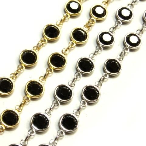 [XB005]スワロフスキー シャネル・チェーン ジェット（約10cm/スワロ7個分）[RPT]