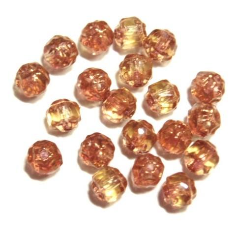 [XA001]チェコビーズ カセドラル（ダブルフェイス） 4mm Ltトパーズ×ゴールド 20ケ[R...