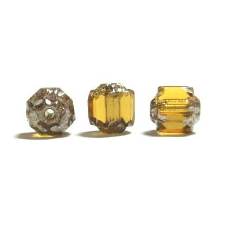 [XA001]チェコビーズ ダブルフェイス/ランタン 6mm トパーズ/S 6ケ[RPT]