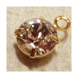 [CC007]スワロフスキー ラインストーンチャーム（カン付きパーツ） 丸 クリスタル[RPT]