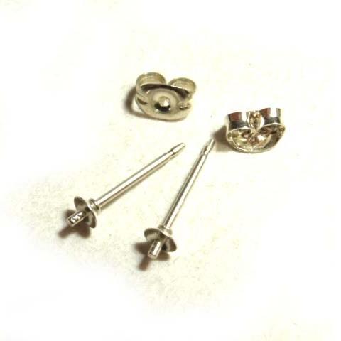 [IA002]Silver925製 3mm椀 芯付き貼り付けピアス 1ペア[RPT]