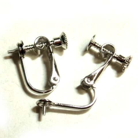 [IA002]Silver925製（ロジュームメッキ付） 芯付き貼り付けネジバネ式イヤリング（1ペア...