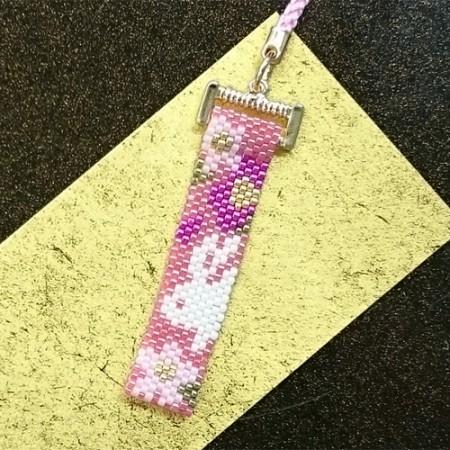 [VI001]ホビックス【ビーズキット】 西陣お守り根付（ストラップ）Part2 花うさぎ PB-2...