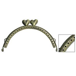 [VA004]INAZUMA 穴あきがま口・口金 丸型 唐草模様 ハート型ひねり 10.5cm BK...