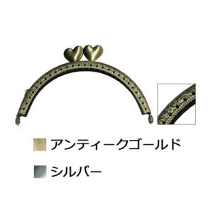 [VA004]INAZUMA 穴あきがま口・口金 丸型 唐草模様 ハート型ひねり 10.5cm BK...