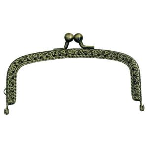 [VA004]INAZUMA 穴あきがま口・口金 くし型 唐草模様 11.0cm BK-1171（縫...