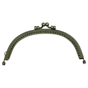 [VA004]INAZUMA 穴あきがま口・口金 くし型 格子模様 12.5cm BK-1273（縫...