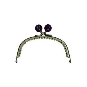 [VA004]INAZUMA 穴あきがま口・口金 丸型 玉付き ビスケットカット 10.0cm BK...