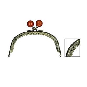 [VA004]INAZUMA 穴あきがま口・口金 丸型 玉付き ビスケットカット 唐草模様 10.0...