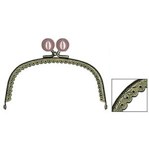 [VA004]INAZUMA 穴あきがま口・口金 くし型 国産パール玉付き ビスケットカット 花柄 ...