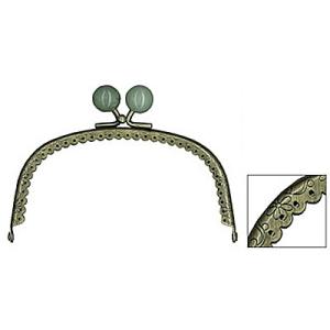 [VA004]INAZUMA 穴あきがま口・口金 くし型 玉付き ビスケットカット 花柄 12.0c...