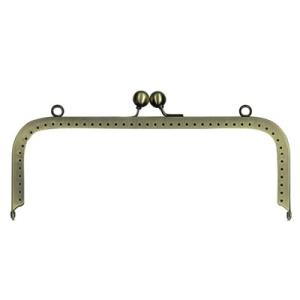 [VA004]INAZUMA 穴あきがま口・口金 角型 21.0cm BK-2162（縫付タイプ）[...