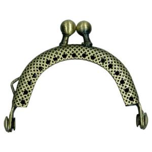 [VA004]INAZUMA 穴あきがま口・口金 丸型 格子模様 5.0cm BK-473 AG （...