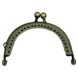 [VA004]INAZUMA 穴あきがま口・口金 丸型 格子模様 6.0cm BK-673（縫付タイ...