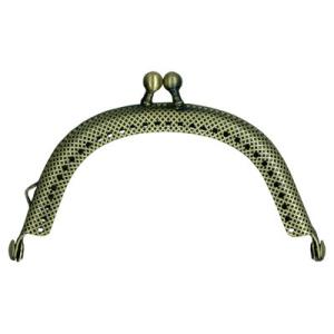 [VA004]INAZUMA 穴あきがま口・口金 くし型 格子模様 8.5cm BK-872（縫付タ...