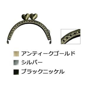 [VA004]INAZUMA 穴あきがま口・口金 丸型 唐草模様 ハート型ひねり 8.5cm BK-...