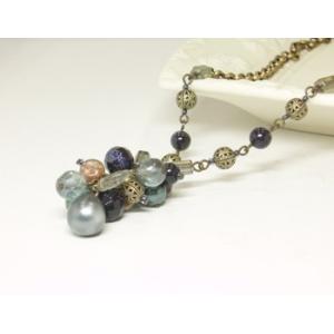 [TA001]〜キット〜 アンティーク風チェーンネックレス・紺系[RPT]