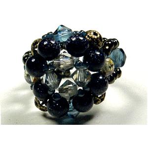 [TA001]〜キット〜 アンティーク風リング・紺系[RPT]