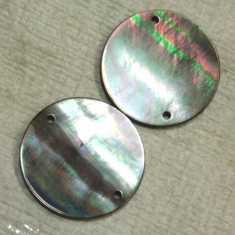 [HC002]蝶貝 黒 2穴 丸20mm 2ケ（LB18933-20）[RPT]